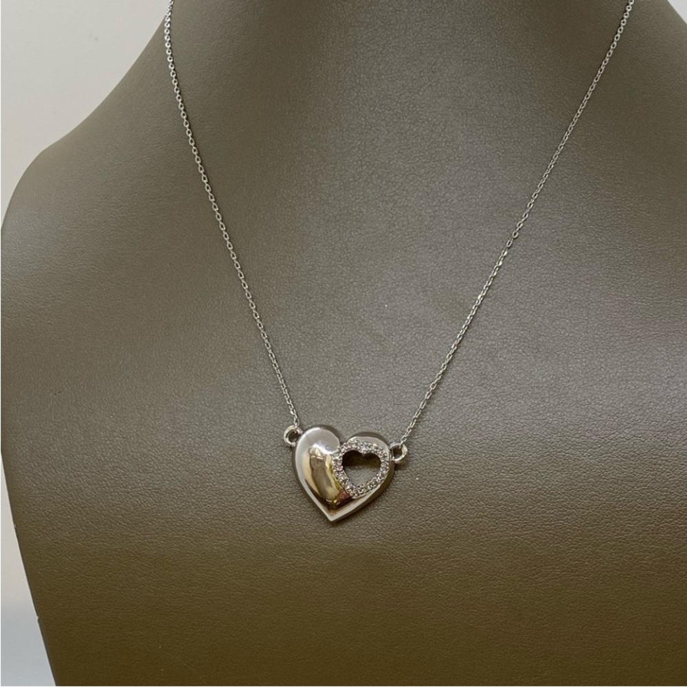 Lia Sophia double heart necklace with crystal accents.